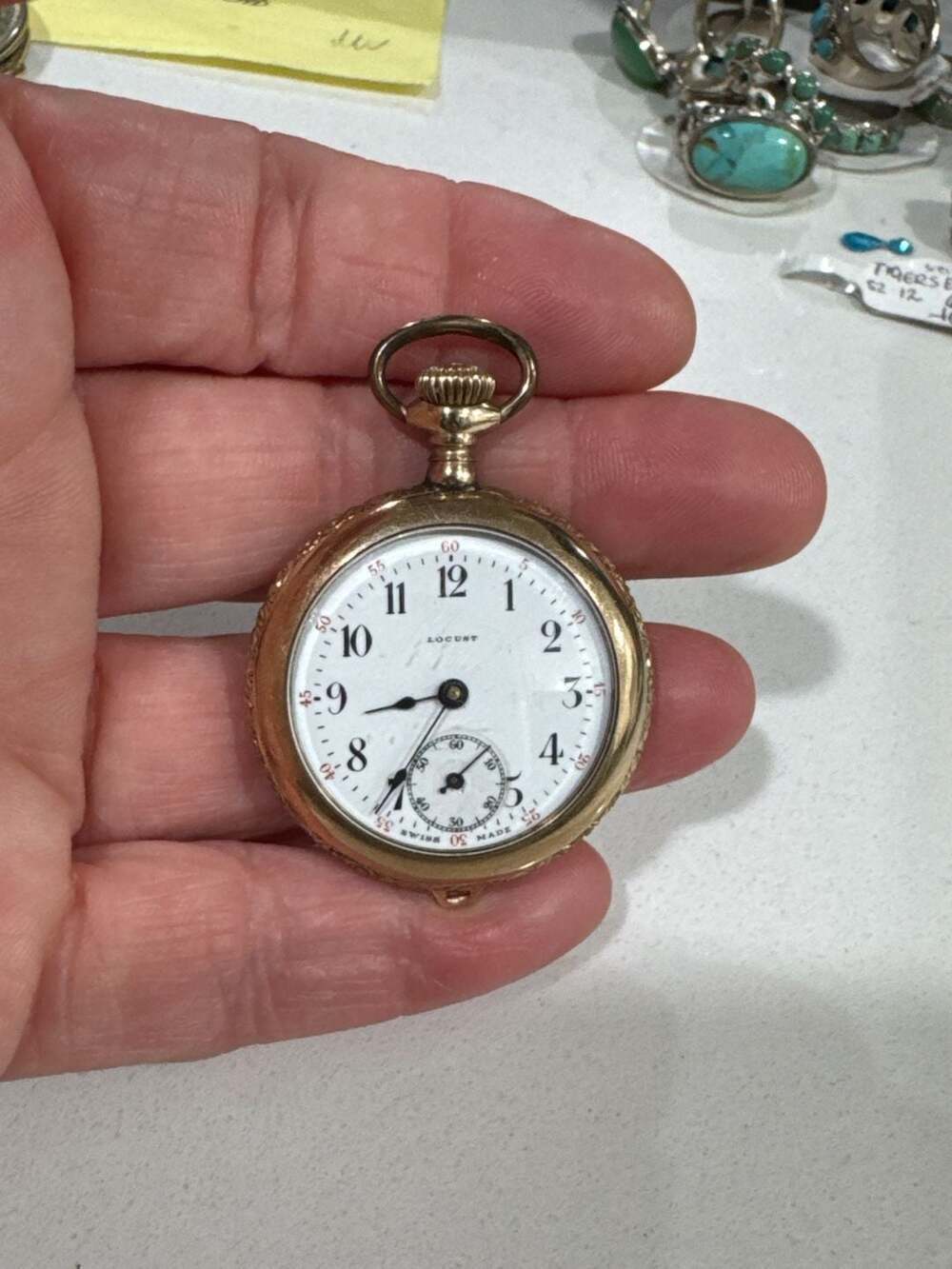Vintage 1920s Locust Swiss Made 7 Jewels Open Face Pocket Watch